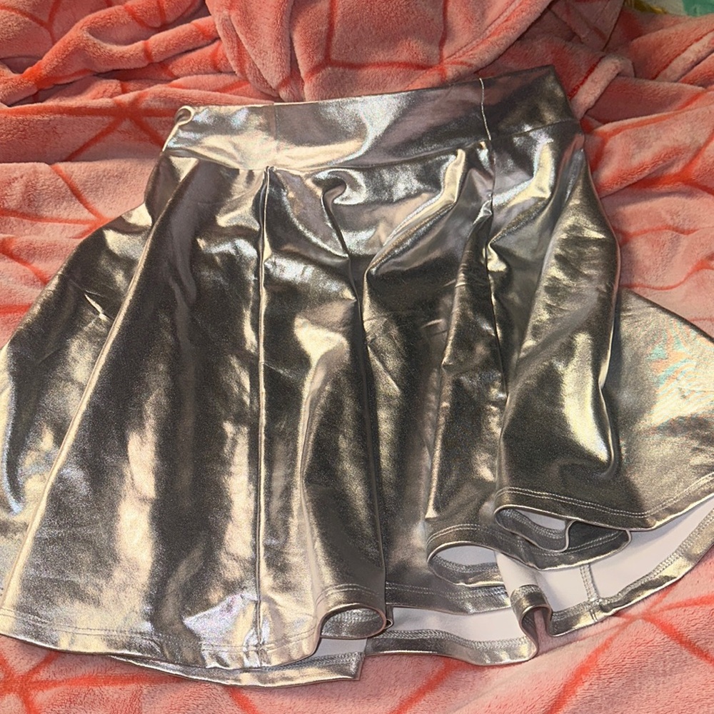 Silver metallic costume skirt